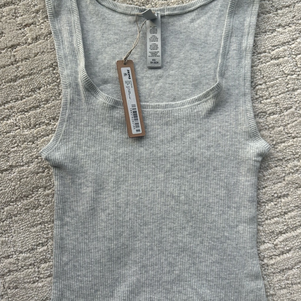 SKIMS Light Gray Ribbed Tank Top
